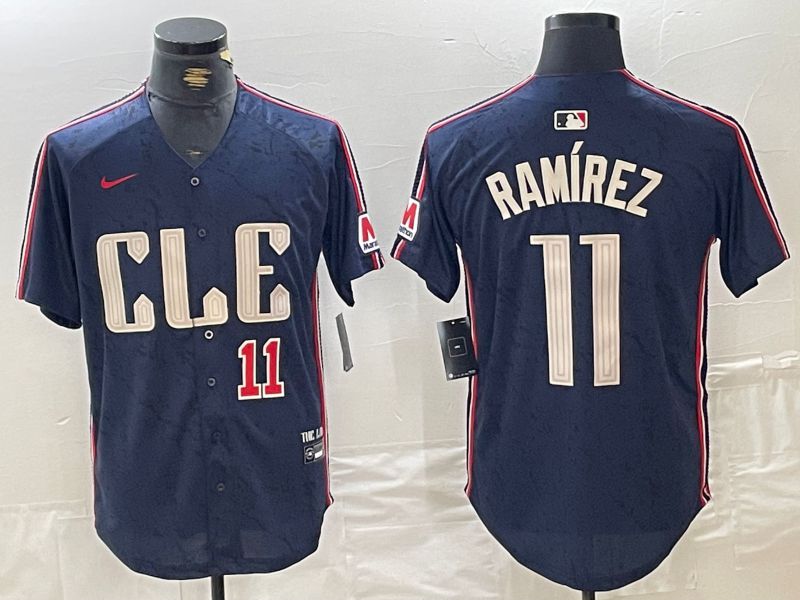 Men Cleveland Indians 11 Ramirez Blue City Edition Nike 2024 MLB Jersey style 3